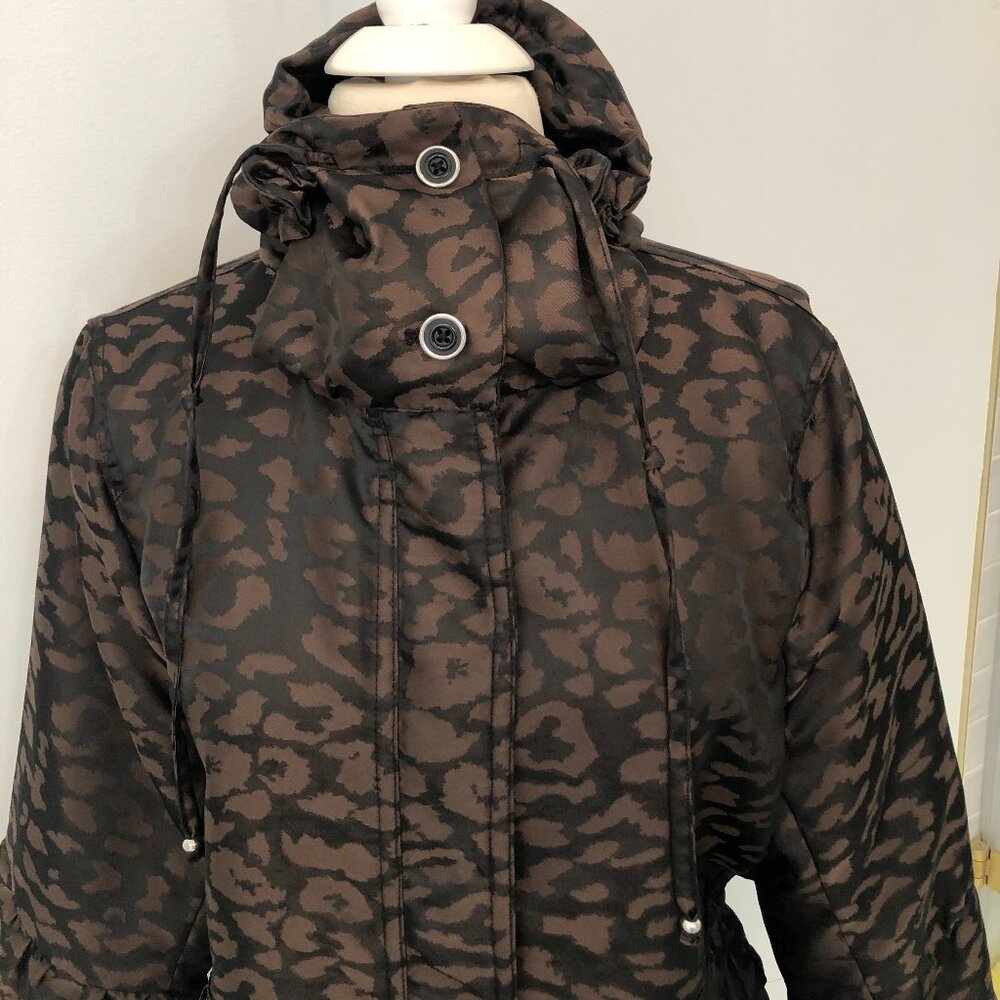 Luii Coat Black Brown Leopard Print Coat, Size L - Picture 4 of 9